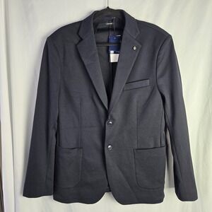 PIOMBO Mens 40 Navy Textured Blazer Italian Unstructured Academia Preppy Career